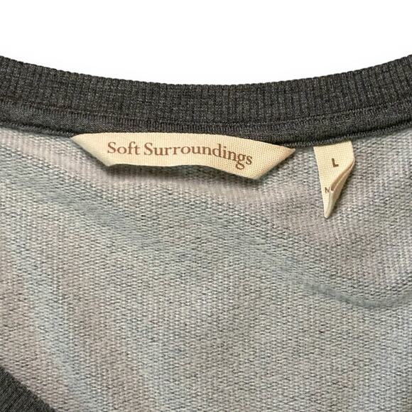 Soft Surroundings Cold Shoulder Tunic Top Size Large Gray Long Sleeves Crossover - Picture 4 of 4